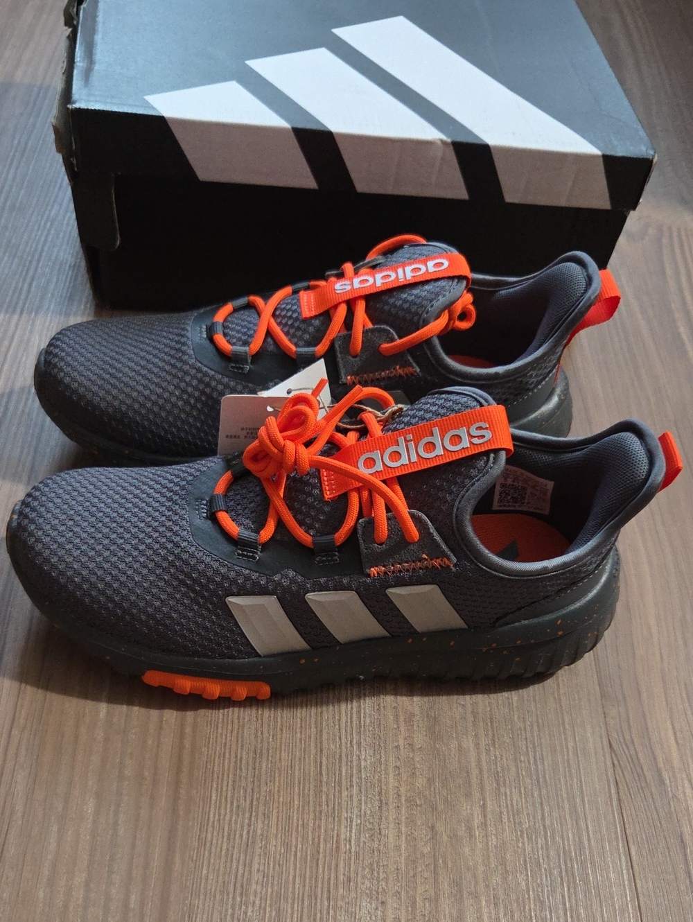 Adidas Kaptir 4.0 Kids' Gray & Orange Athletic Sneakers
